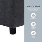 Canapé sectionnel en polyester 102,4 L avec repose-pieds réversible, coussins épais et pieds en plastique