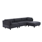 Canapé sectionnel en polyester 102,4 L avec repose-pieds réversible, coussins épais et pieds en plastique
