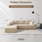 Canapé sectionnel Cloud en forme de L 104 - Canapé modulaire à assise profonde pour salon et chambre, sans assemblage