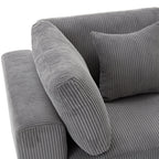 Canapé 3 places rembourré en velours côtelé 105 avec coussins de dossier amovibles et 5 oreillers pour le salon
