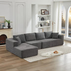 Canapé sectionnel Cloud 106 en L avec méridienne orientée vers la gauche, canapé modulaire moderne à assise profonde pour salon, aucun assemblage requis