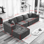 Canapé sectionnel Cloud 106 en L avec méridienne orientée vers la gauche, canapé modulaire moderne à assise profonde pour salon, aucun assemblage requis