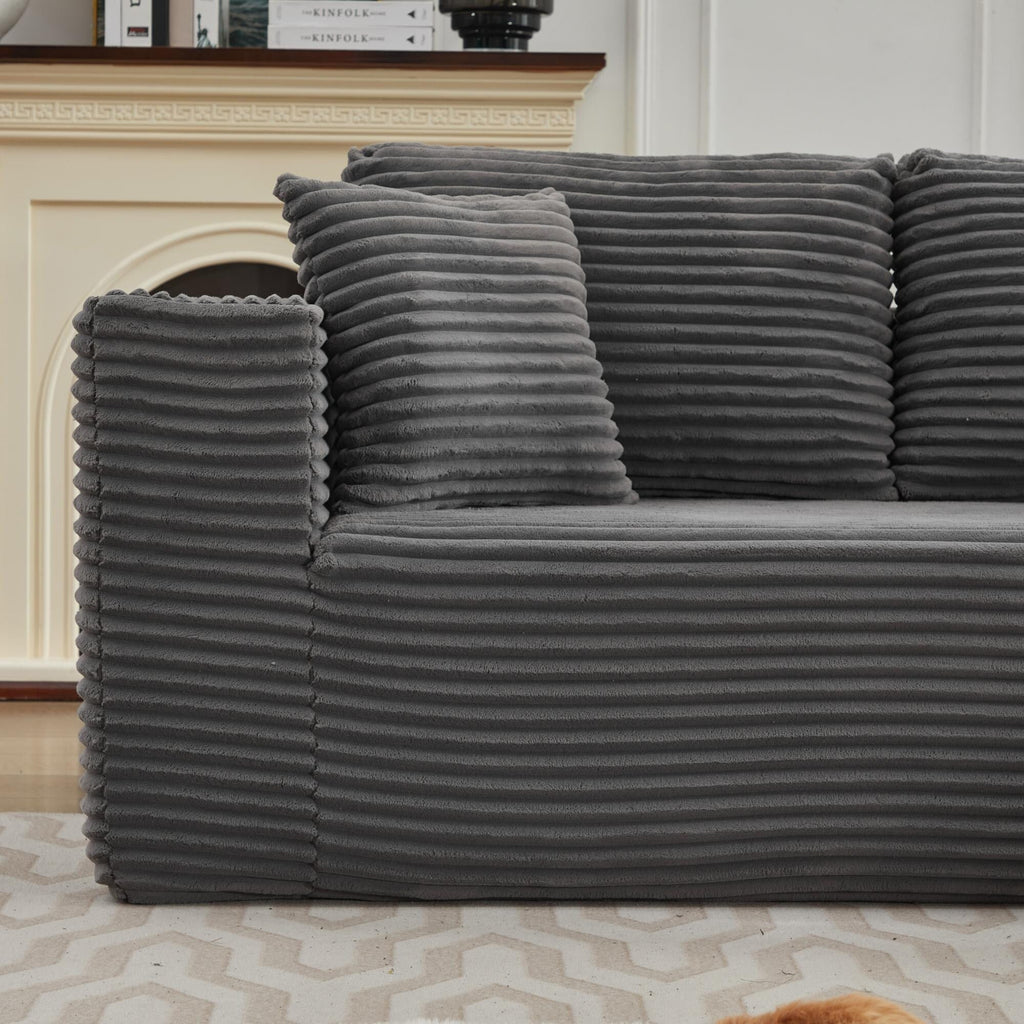 Canapé d'angle Cloud 106 en forme de L avec méridienne orientée vers la droite, canapé modulaire moderne à assise profonde pour salon, aucun assemblage requis