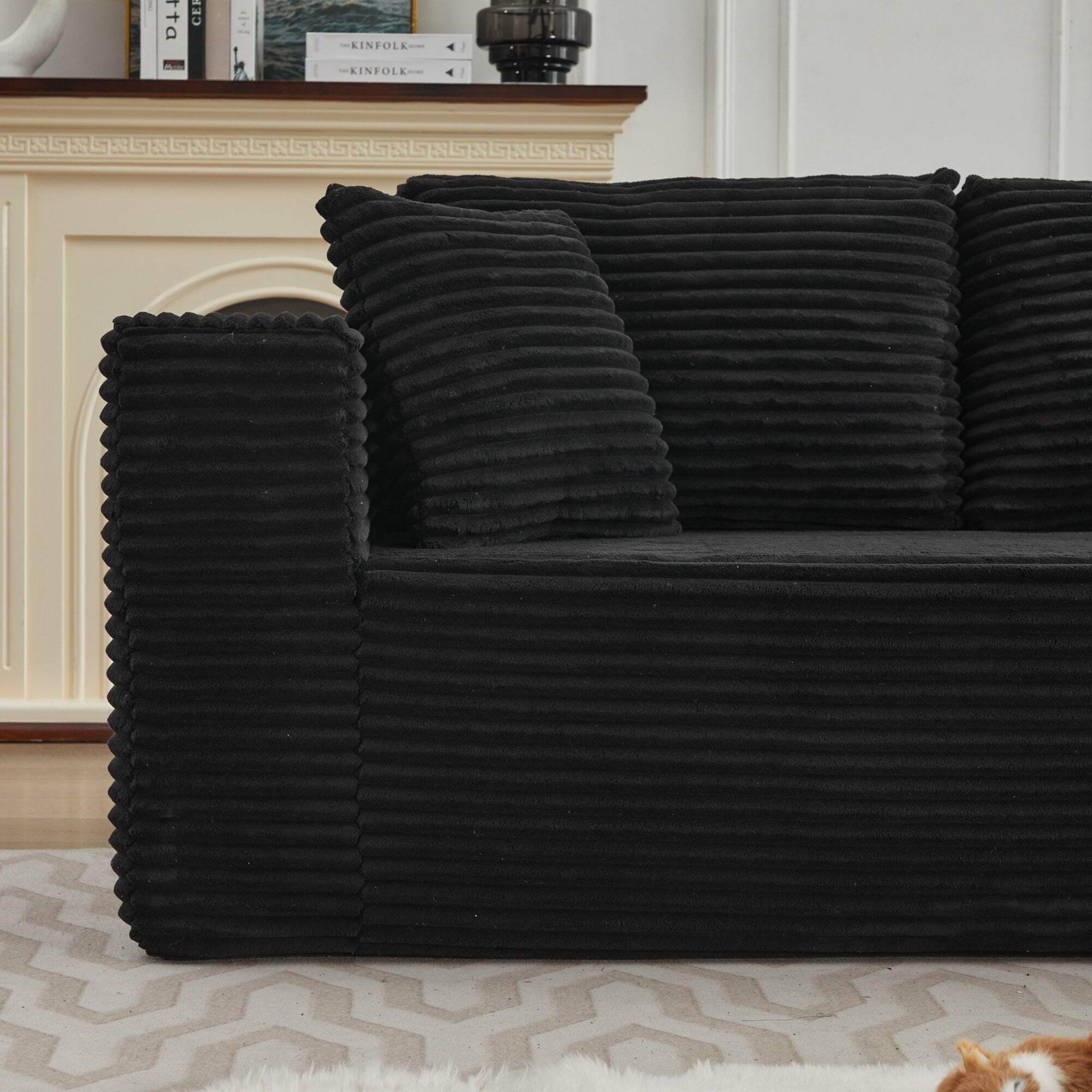 Canapé d'angle Cloud 106 en forme de L avec méridienne orientée vers la droite, canapé modulaire moderne à assise profonde pour salon, aucun assemblage requis