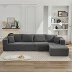 Canapé d'angle Cloud 106 en forme de L avec méridienne orientée vers la droite, canapé modulaire moderne à assise profonde pour salon, aucun assemblage requis