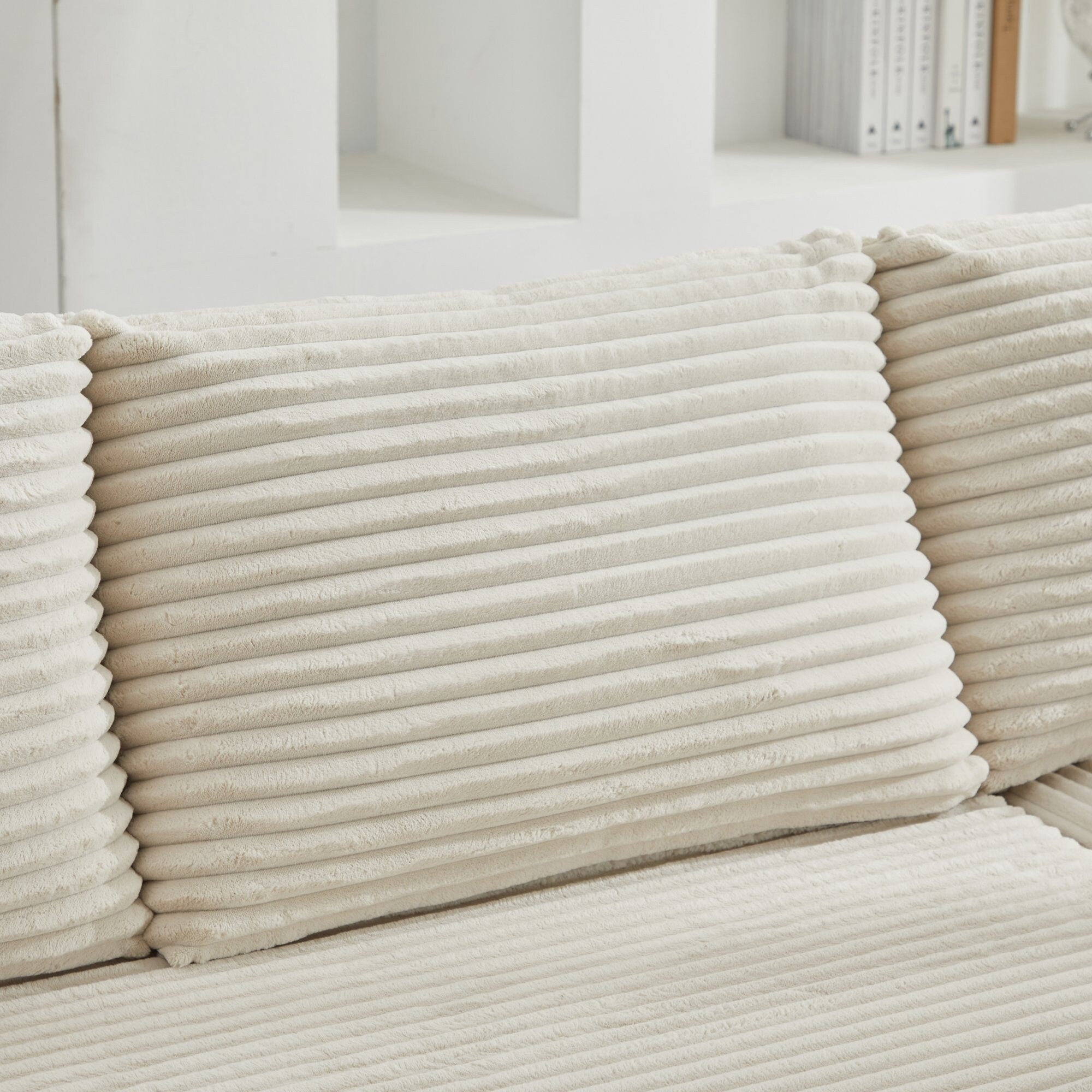 Canapé d'angle Cloud 106 en forme de L avec méridienne orientée vers la droite, canapé modulaire moderne à assise profonde pour salon, aucun assemblage requis