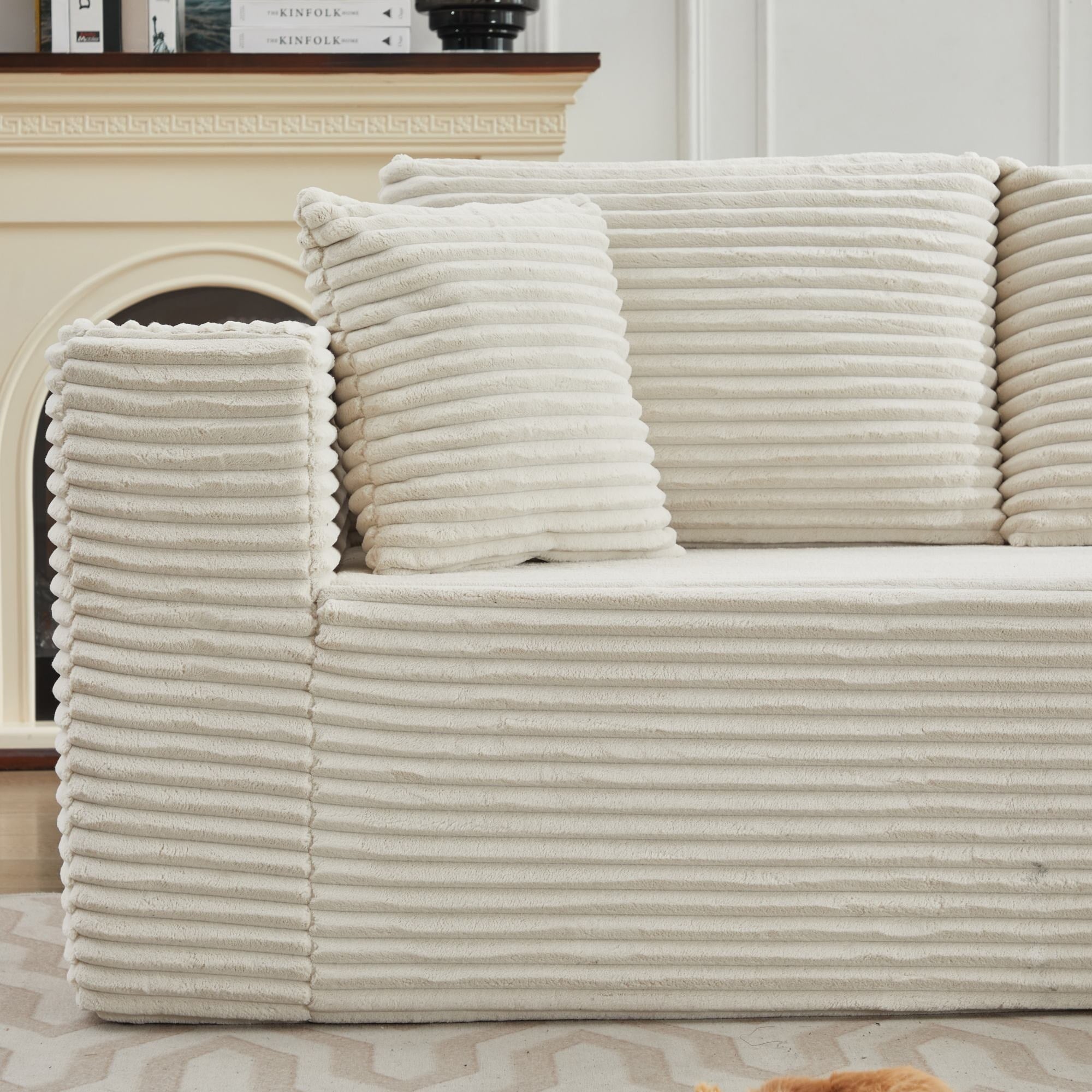 Canapé d'angle Cloud 106 en forme de L avec méridienne orientée vers la droite, canapé modulaire moderne à assise profonde pour salon, aucun assemblage requis