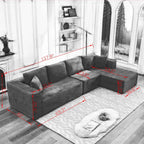 Canapé d'angle Cloud 106 en forme de L avec méridienne orientée vers la droite, canapé modulaire moderne à assise profonde pour salon, aucun assemblage requis