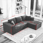 Canapé d'angle Cloud 106 en forme de L avec méridienne orientée vers la droite, canapé modulaire moderne à assise profonde pour salon, aucun assemblage requis