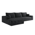 Canapé sectionnel modulaire en velours côtelé de 107 pouces avec méridienne et assise profonde pour salon et chambre à coucher