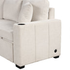 Canapé sectionnel modulaire en U de 108 pouces avec canapé-lit gigogne, ports USB et deux porte-gobelets pour le salon
