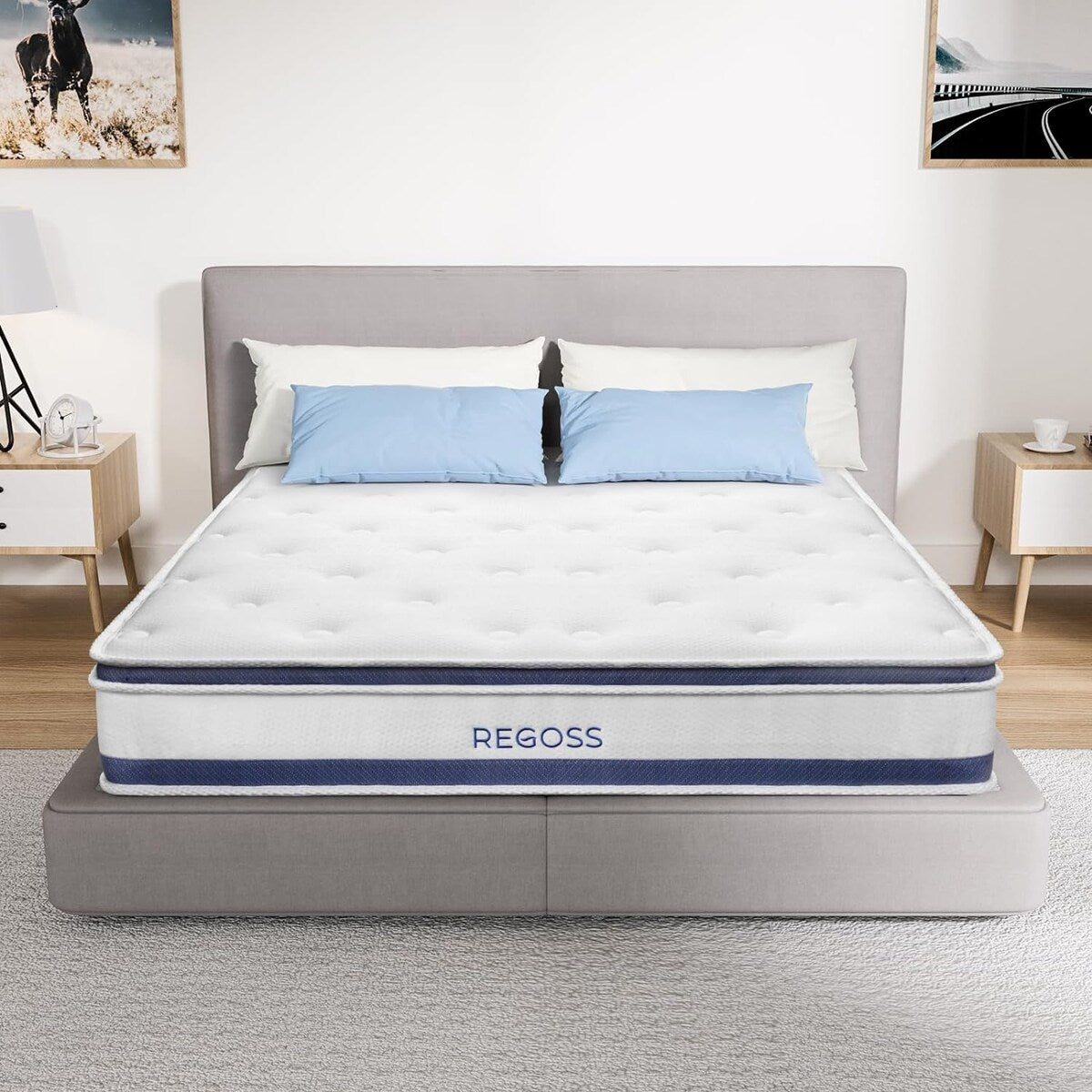 Matelas hybride en mousse à ressorts de 10 pouces, matelas double grandeur, dans une boîte