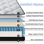 Matelas hybride à ressorts ensachés en mousse à mémoire de forme 10/12 pouces, livré dans une boîte avec mousse à mémoire de forme certifiée Certipur-US