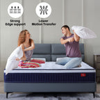 Matelas hybride à ressorts ensachés en mousse à mémoire de forme 10/12 pouces, livré dans une boîte avec mousse à mémoire de forme certifiée Certipur-US
