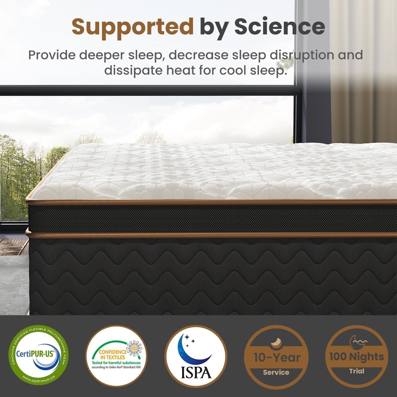 Lot de 10 matelas moelleux avec ressorts ensachés et mousse à mémoire de forme, sans fibre de verre, isolation des mouvements, support des bords, matelas dans une boîte