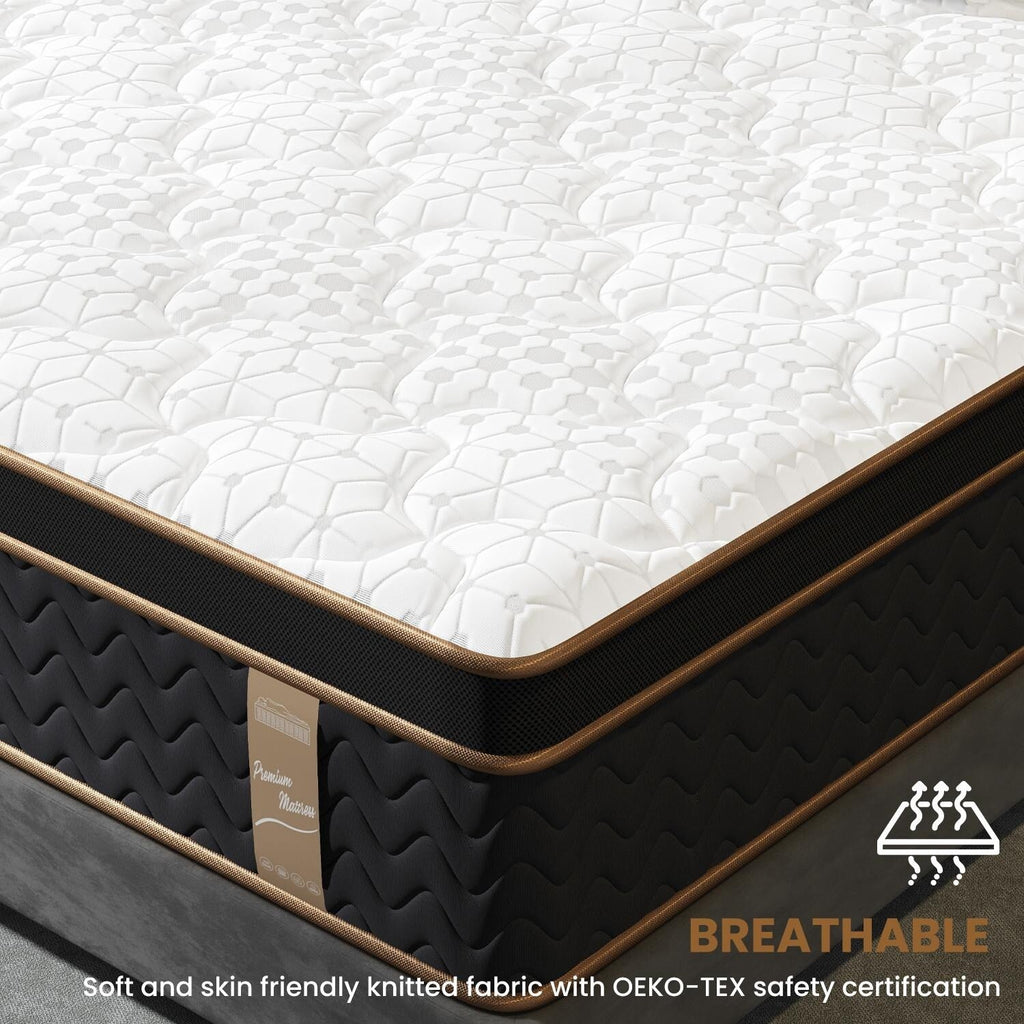 Lot de 10 matelas moelleux avec ressorts ensachés et mousse à mémoire de forme, sans fibre de verre, isolation des mouvements, support des bords, matelas dans une boîte