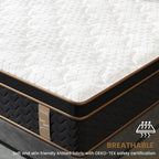 Lot de 10 matelas moelleux avec ressorts ensachés et mousse à mémoire de forme, sans fibre de verre, isolation des mouvements, support des bords, matelas dans une boîte