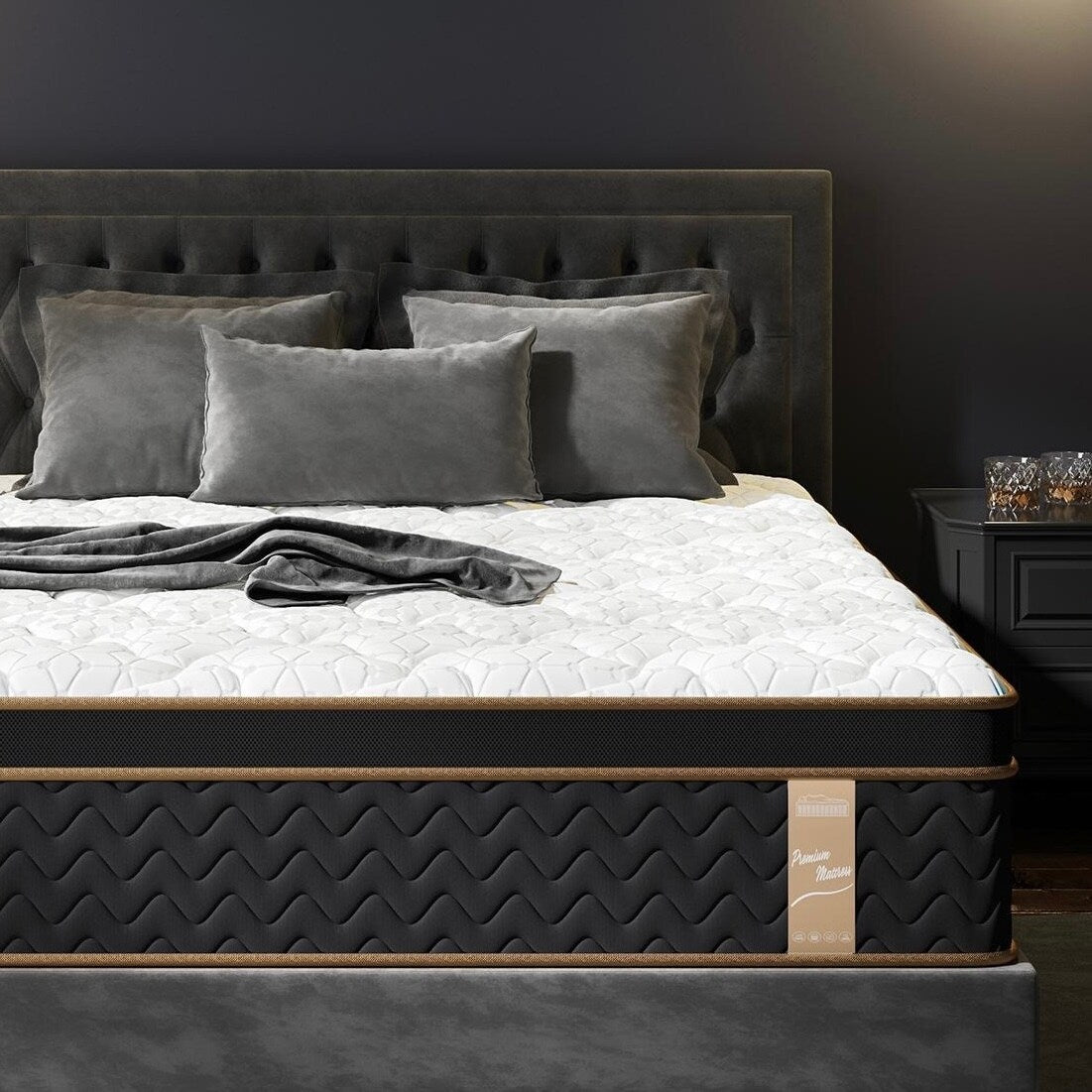 Lot de 10 matelas moelleux avec ressorts ensachés et mousse à mémoire de forme, sans fibre de verre, isolation des mouvements, support des bords, matelas dans une boîte