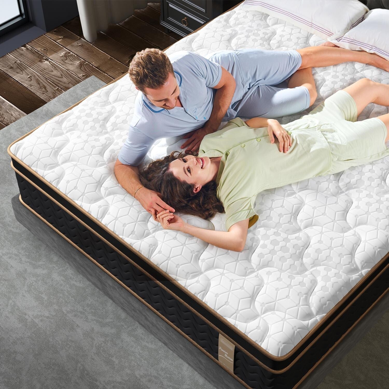 Lot de 10 matelas moelleux avec ressorts ensachés et mousse à mémoire de forme, sans fibre de verre, isolation des mouvements, support des bords, matelas dans une boîte