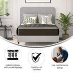Matelas hybride en mousse et ressorts ensachés, matelas dans une boîte