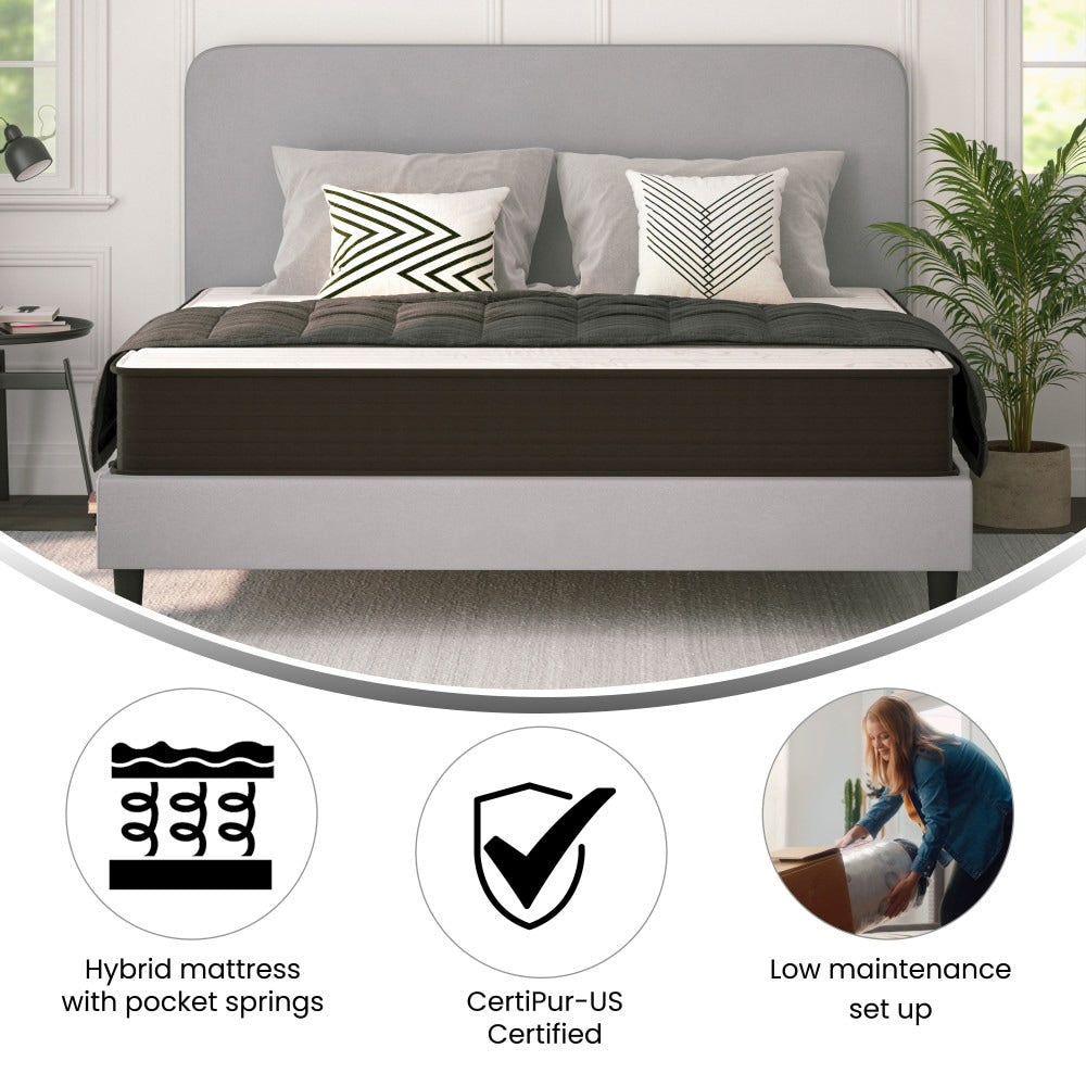 Matelas hybride en mousse et ressorts ensachés, matelas dans une boîte