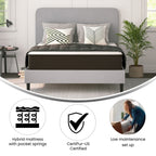 Matelas hybride en mousse et ressorts ensachés, matelas dans une boîte