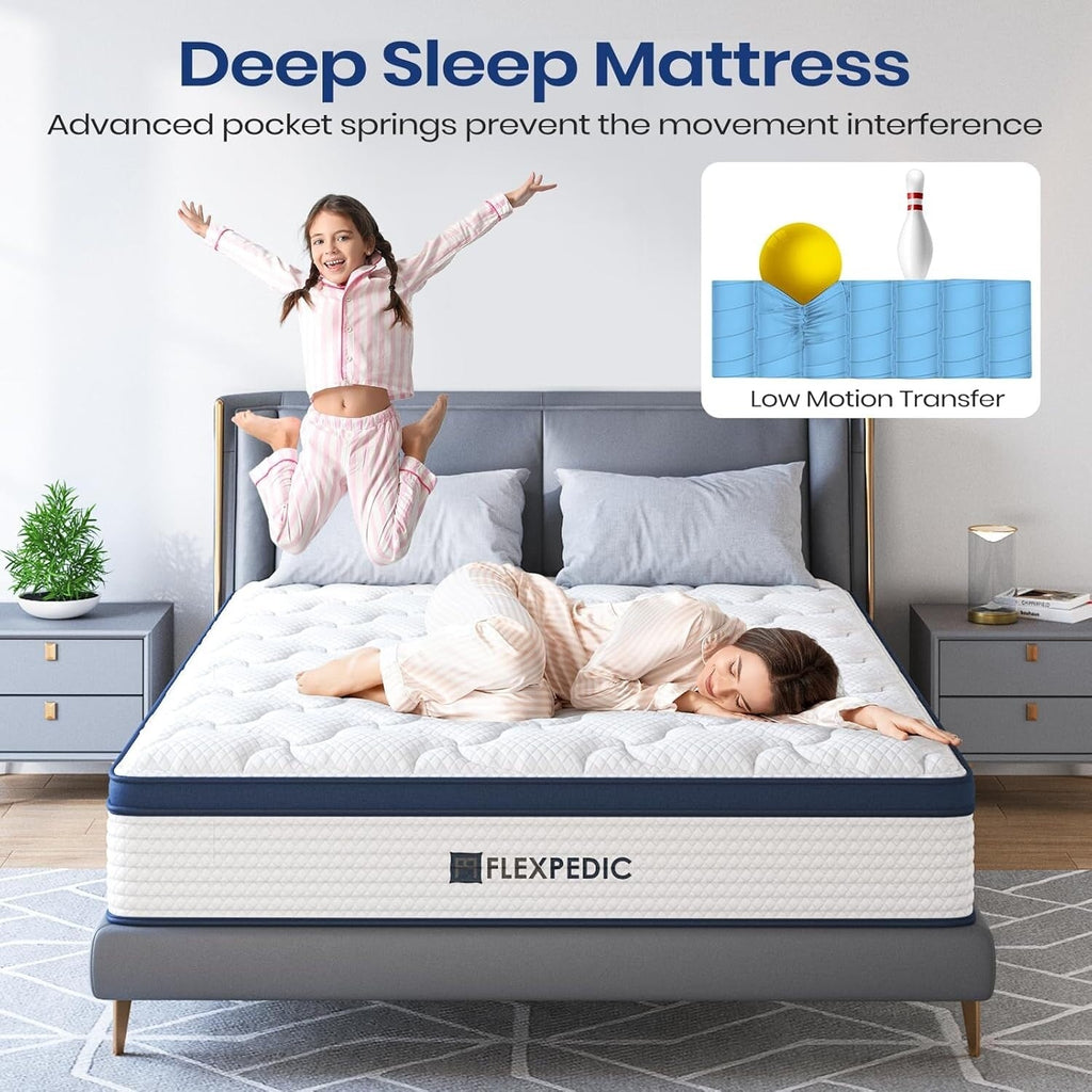 Matelas King Size 10 pouces, matelas hybride en mousse à mémoire de forme avec coton spatial pour un sommeil réparateur, matelas rafraîchissant avec un soutien renforcé