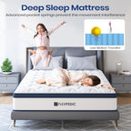 Matelas King Size 10 pouces, matelas hybride en mousse à mémoire de forme avec coton spatial pour un sommeil réparateur, matelas rafraîchissant avec un soutien renforcé