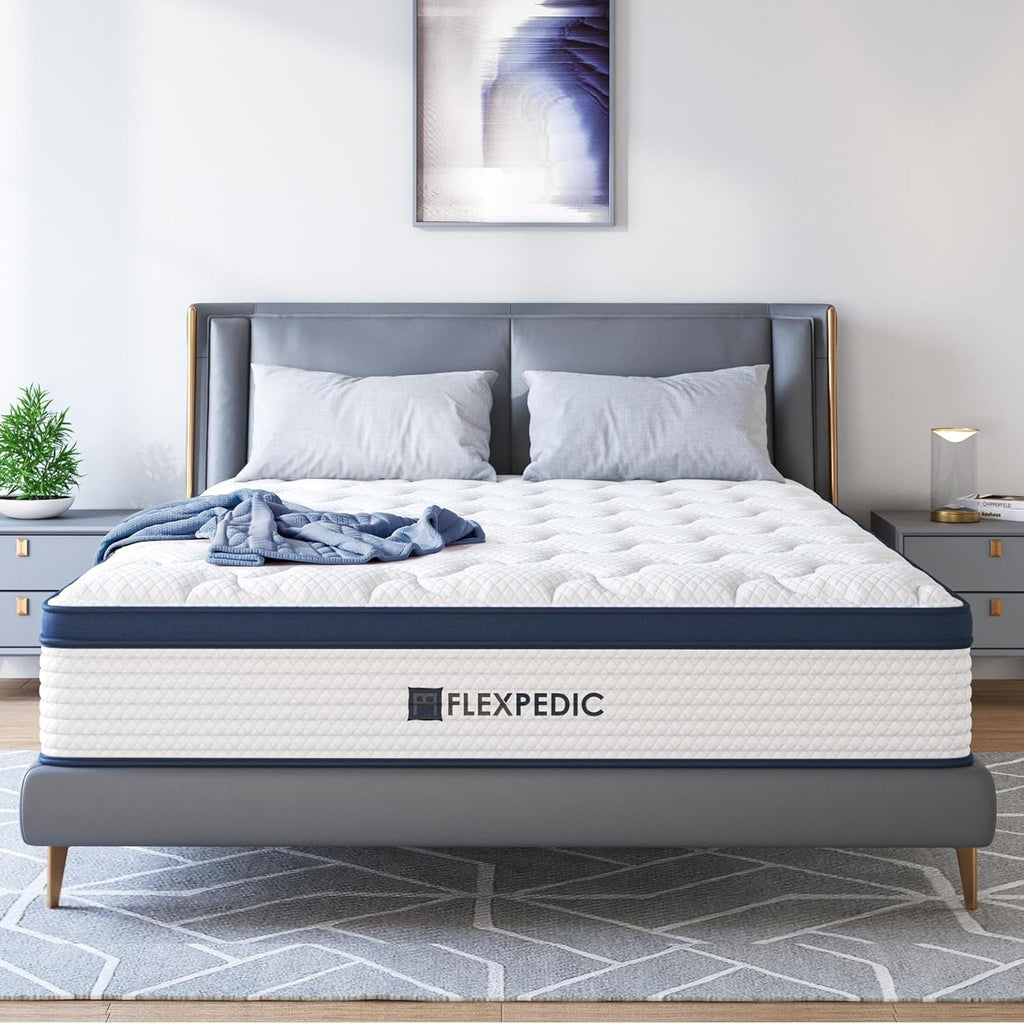 Matelas King Size 10 pouces, matelas hybride en mousse à mémoire de forme avec coton spatial pour un sommeil réparateur, matelas rafraîchissant avec un soutien renforcé