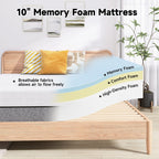 10 matelas en mousse à mémoire de forme moyenne dans une boîte