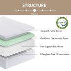 Matelas en mousse à mémoire de forme moyenne de 10 pouces infusé de thé vert