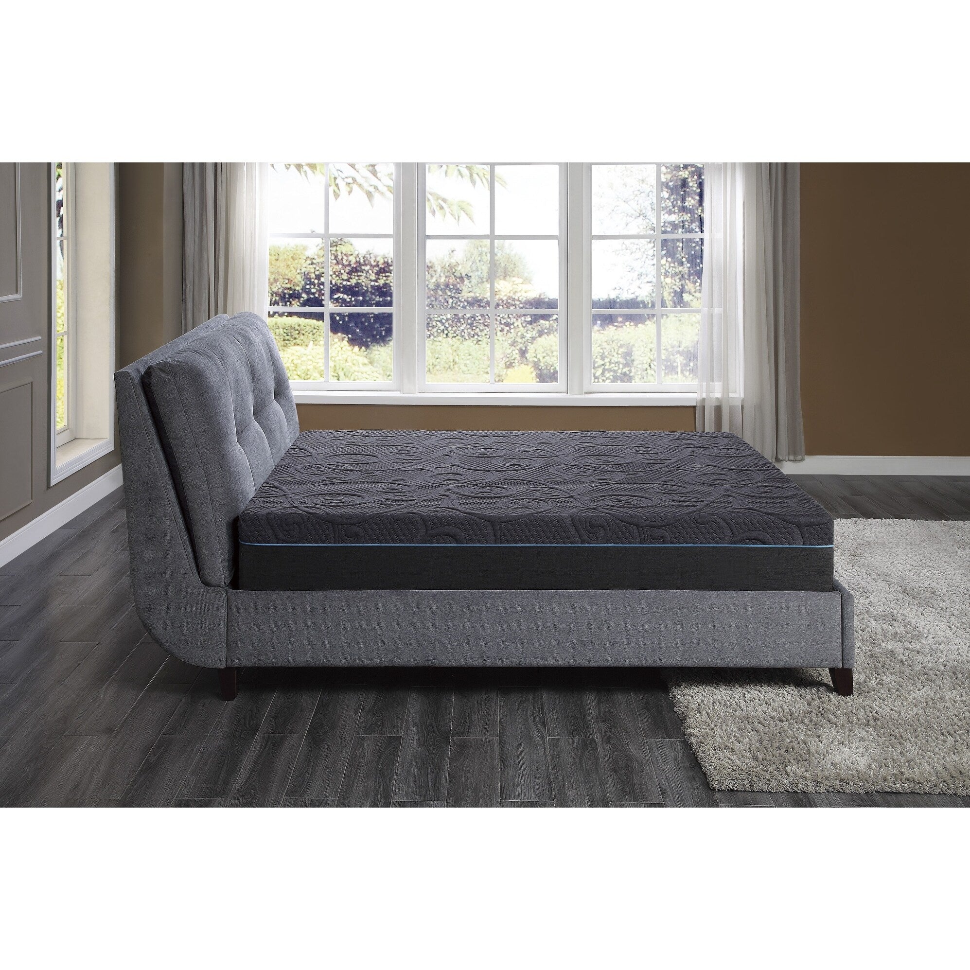 Matelas hybride en mousse à mémoire de forme infusée de gel Eastern King Bed de 11 pouces, gris foncé, matelas dans une boîte