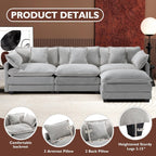 Canapé sectionnel Cloud en L 111.4 avec pouf - Canapé 4 places en chenille pour salon