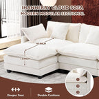 Canapé sectionnel Cloud en L 111.4 avec pouf - Canapé 4 places en chenille pour salon
