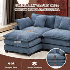 Canapé sectionnel Cloud en L 111.4 avec pouf - Canapé 4 places en chenille pour salon