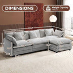 Canapé sectionnel Cloud en L 111.4 avec pouf - Canapé 4 places en chenille pour salon