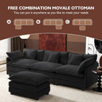 Canapé sectionnel Cloud en L 111.4 avec pouf - Canapé 4 places en chenille pour salon