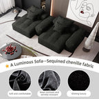 Canapé modulaire 4 places en chenille, capitonné et scintillant, base antidérapante, 113,39 $
