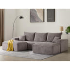Canapé sectionnel Cloud en U 113 - Canapé-lit modulaire 3 places gris avec méridienne et sans assemblage pour salon