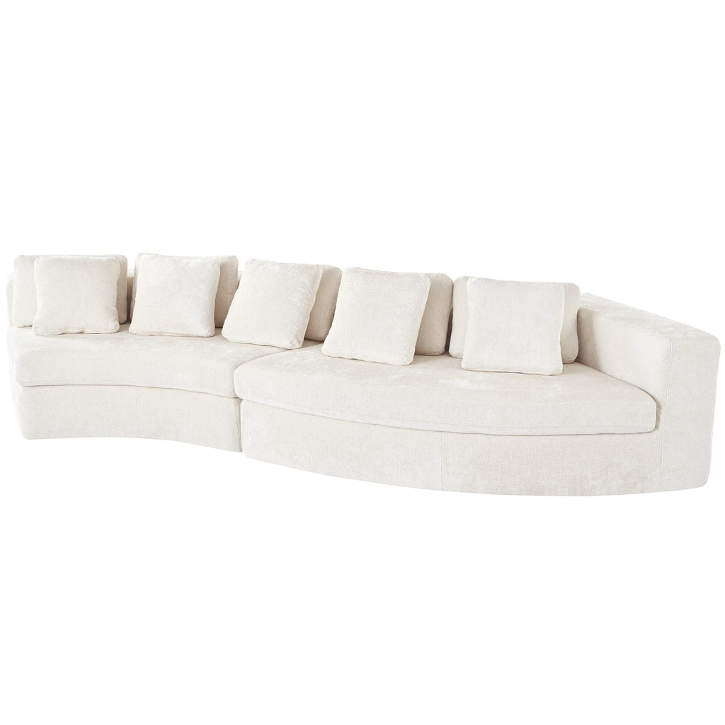 Canapé modulaire 115.7 Pure Foam, ensemble de 2 pièces avec 5 coussins, 4 places, tissu chenille jacquard, design incurvé