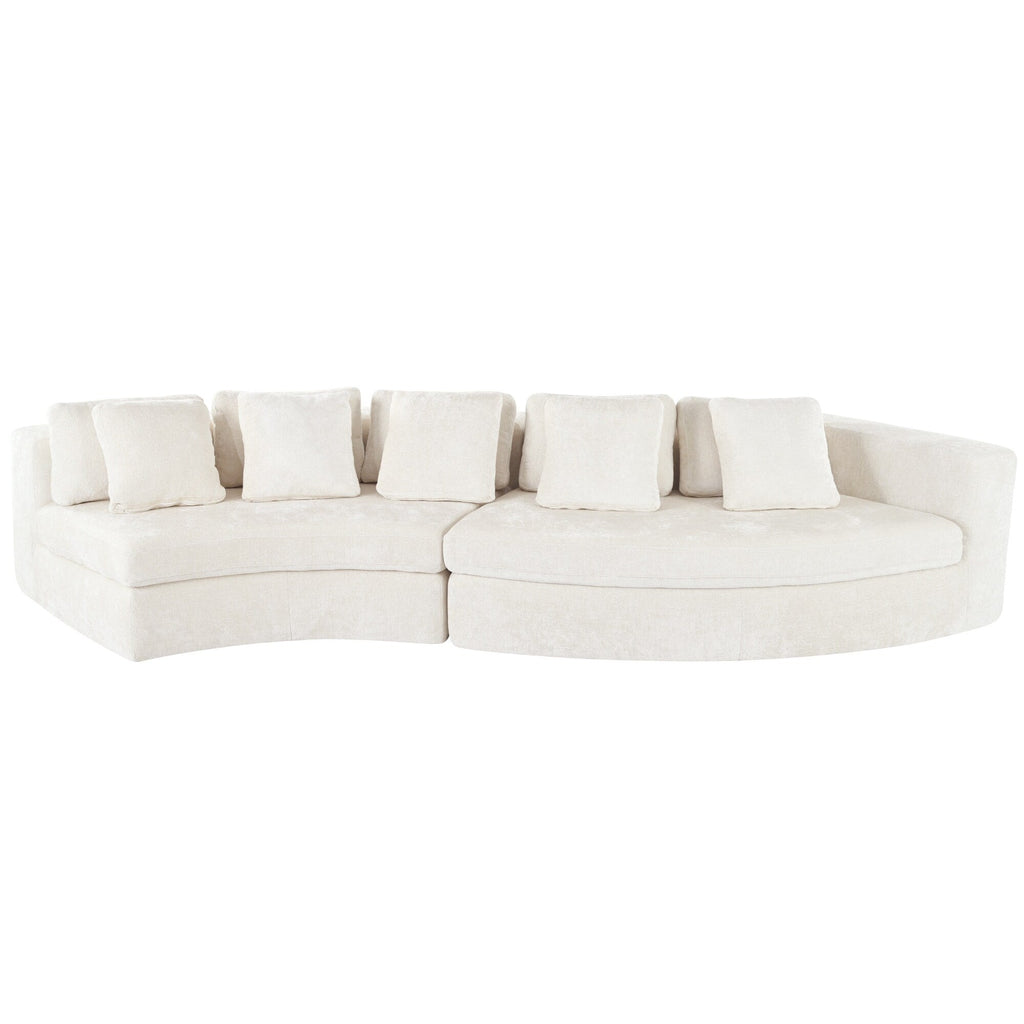 Canapé modulaire 115.7 Pure Foam, ensemble de 2 pièces avec 5 coussins, 4 places, tissu chenille jacquard, design incurvé