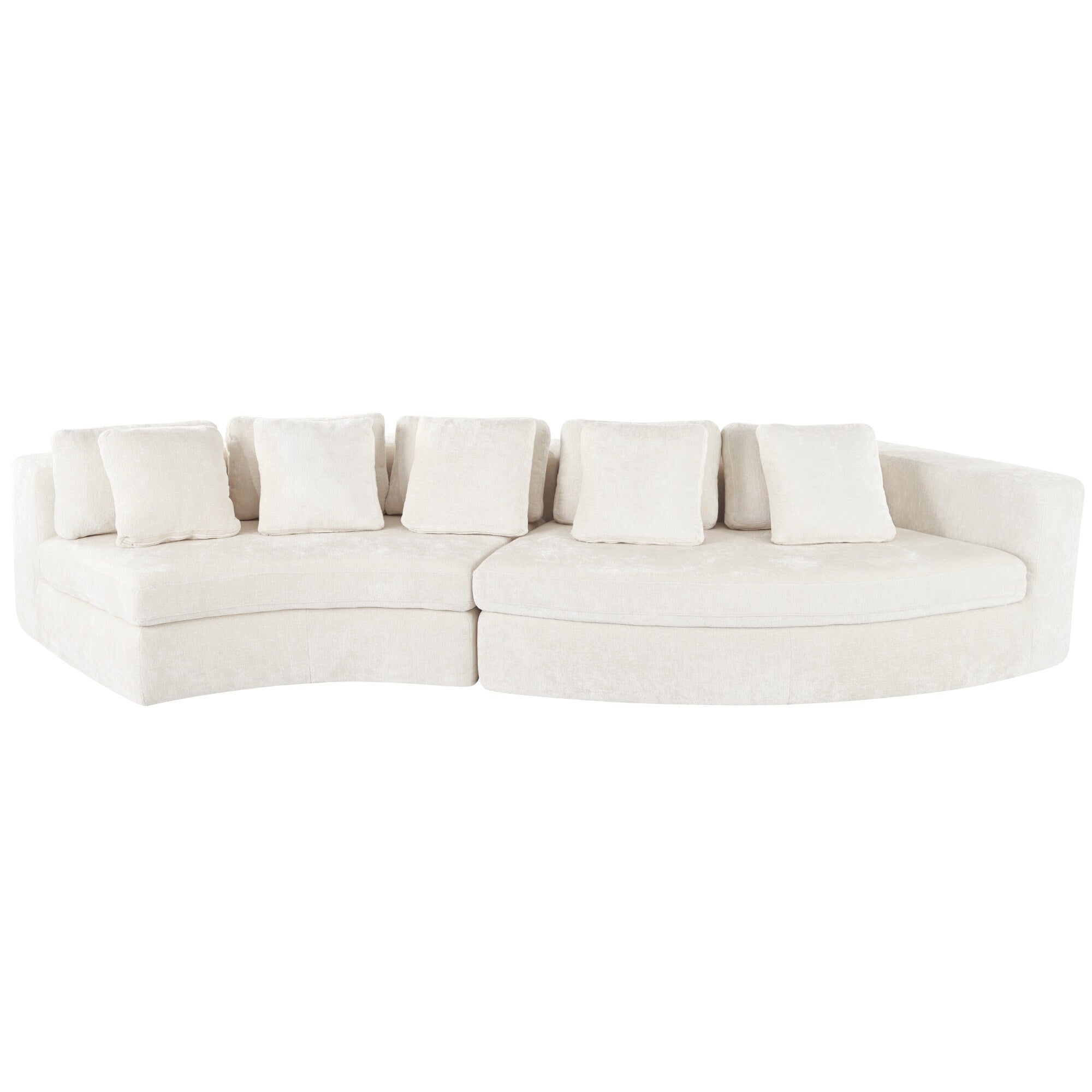 Canapé modulaire 115.7 Pure Foam, ensemble de 2 pièces avec 5 coussins, 4 places, tissu chenille jacquard, design incurvé