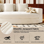 Canapé modulaire 115.7 Pure Foam, ensemble de 2 pièces avec 5 coussins, 4 places, tissu chenille jacquard, design incurvé