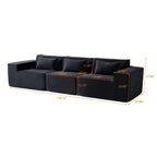 Canapé modulable 3 places en velours côtelé avec housse amovible et 3 coussins