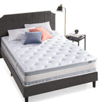 Matelas hybride matelassé rafraîchissant Comfort Support de 12 pouces, ressorts ensachés pour une isolation optimale des mouvements, soutien des bords, Queen, blanc