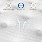 Matelas hybride à ressorts de 12 pouces avec mousse à mémoire de forme et gel, sans fibre de verre, moelleux moyen, certifié CertiPUR-US