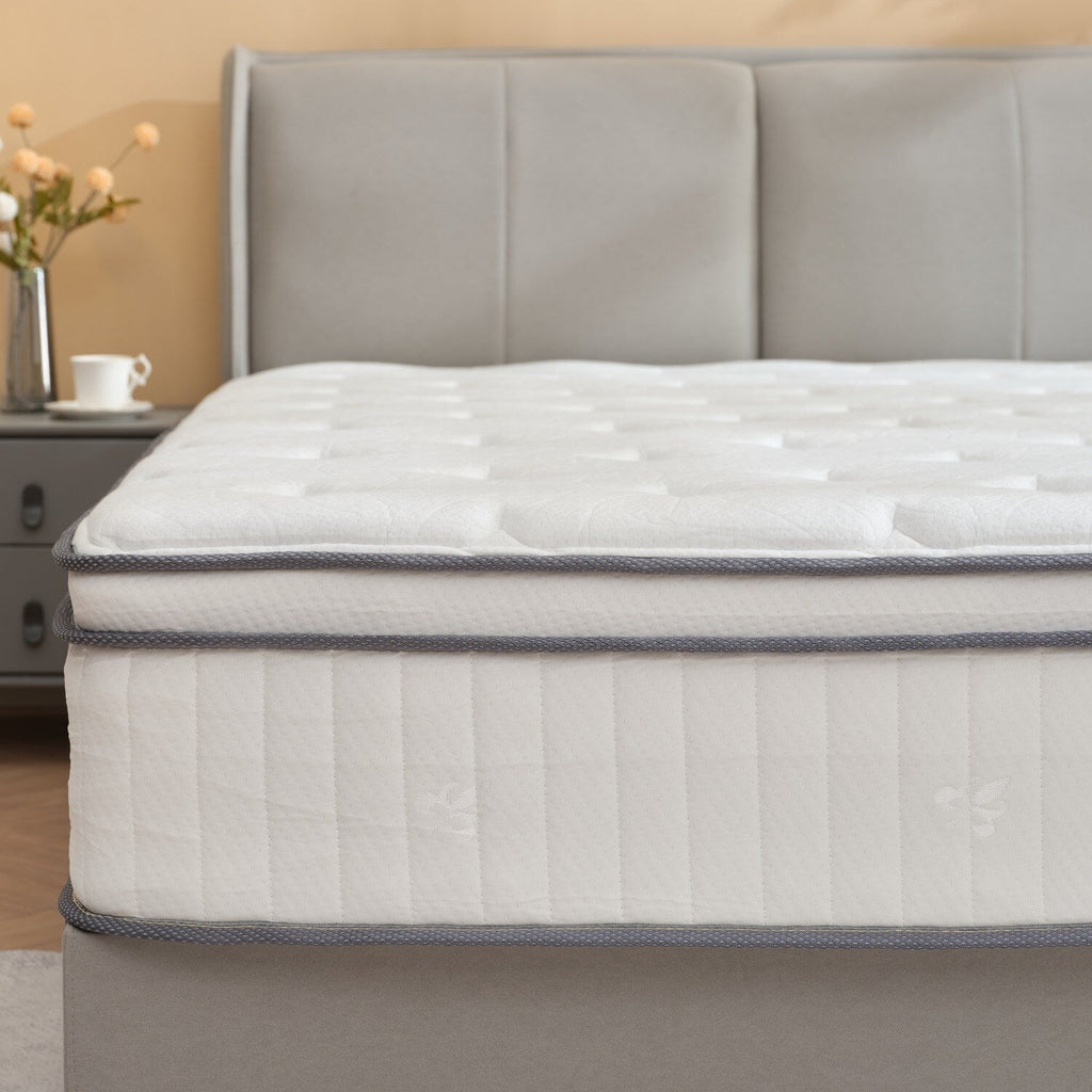 Matelas Queen Size 12 pouces, matelas hybride Queen Size, matelas à ressorts ensachés en mousse à mémoire de forme, matelas à faible transfert de mouvement dans une boîte