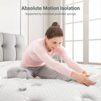 Matelas hybride à ressorts ensachés en mousse à mémoire de forme de 12 pouces - Blanc