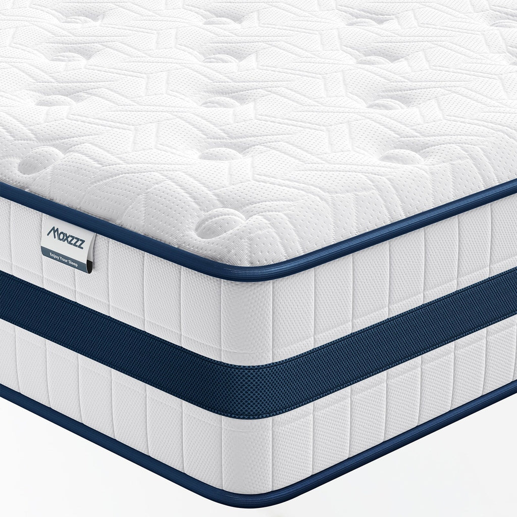 Matelas hybride King size de 12 pouces dans une boîte, mousse à mémoire de forme rafraîchissante, ressorts ensachés, isolation des mouvements, luxe