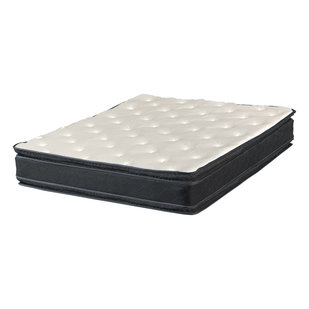 Matelas hybride à ressorts ensachés, fermeté moyenne, 12 pouces, avec plateau-coussin, isolation des mouvements et soutien durable, lit dans une boîte
